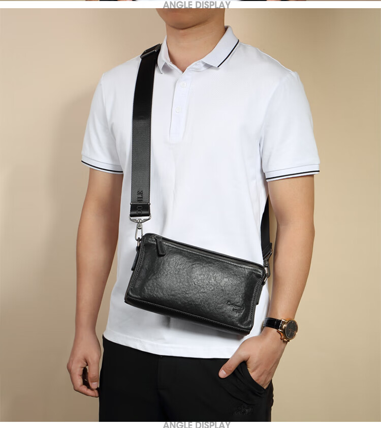 CROCODILE Men's Handbag, Top-Grain Leather Messenger Bag, Trendy Retro Horizontal Crossbody Bag, Birthday Gift for Boyfriend, 1363 4