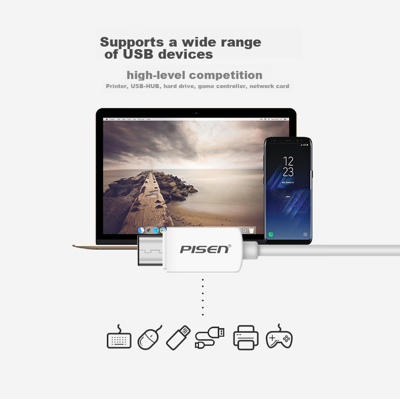 Pisen Type-C Adapter USB OTG Data Cable, Phone USB Drive Tablet Adapter for Apple IPad Huawei Xiaomi OPPO Vivo Phones MacBook Laptops 3