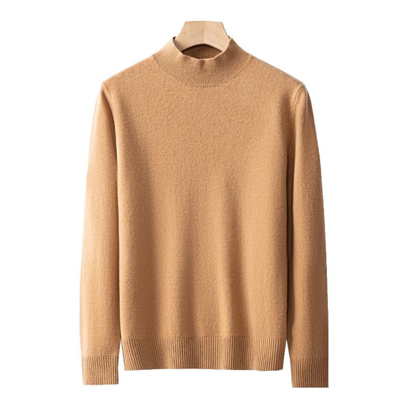 Hengyuanxiang 100% Pure Wool Sweater for Women, Thick Half-Turtleneck Loose Base Layer, Winter Fashion Knit Top Sweater