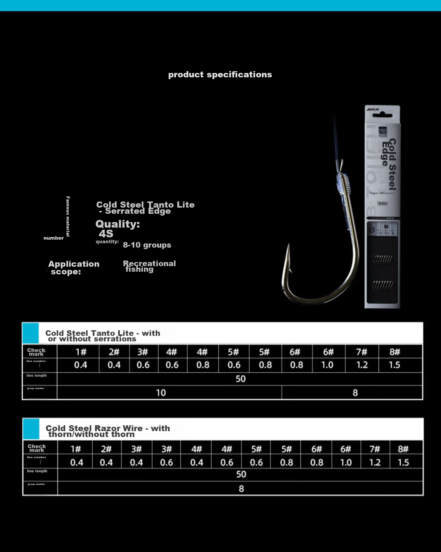 BKK 4S Cold Steel Elbow Sleeve Line with Double Hooks, Finished Fishing Rig for Crucian Carp, Pre-Tied Hook And Line Set 5
