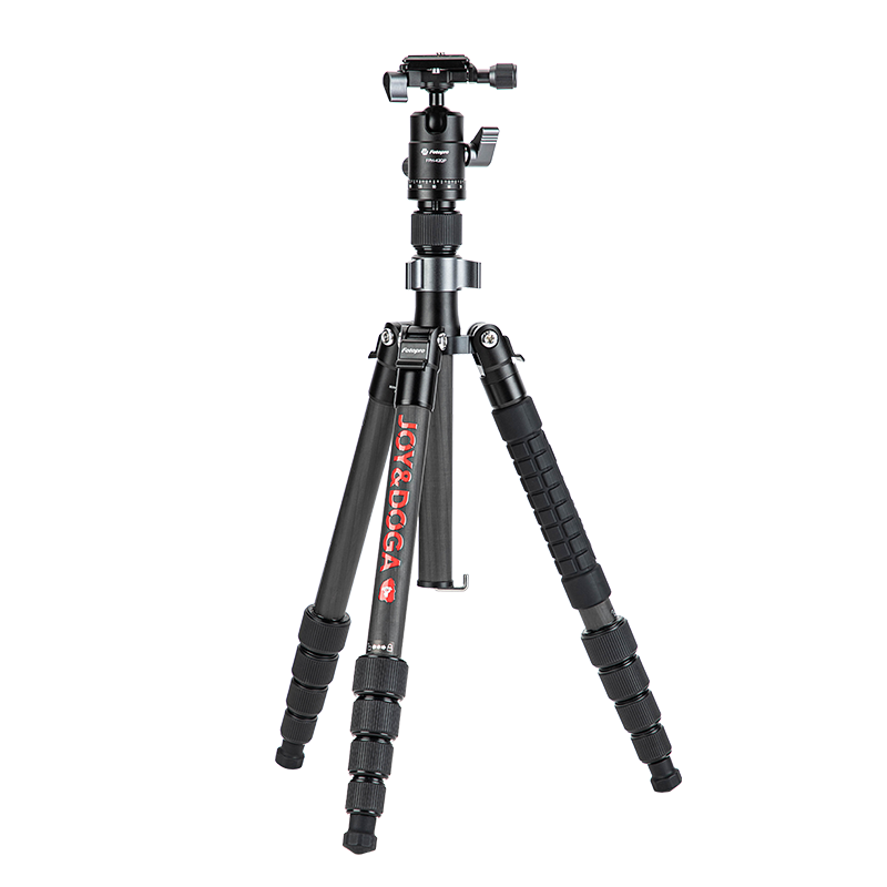 Fotopro X-4CN&Joy Collaboration Edition, Carbon Fiber Dual Panoramic Ball Head Tripod for Digital Cameras And Mirrorless Cameras, Photography Tripod, Red, with Phone Clamp Included