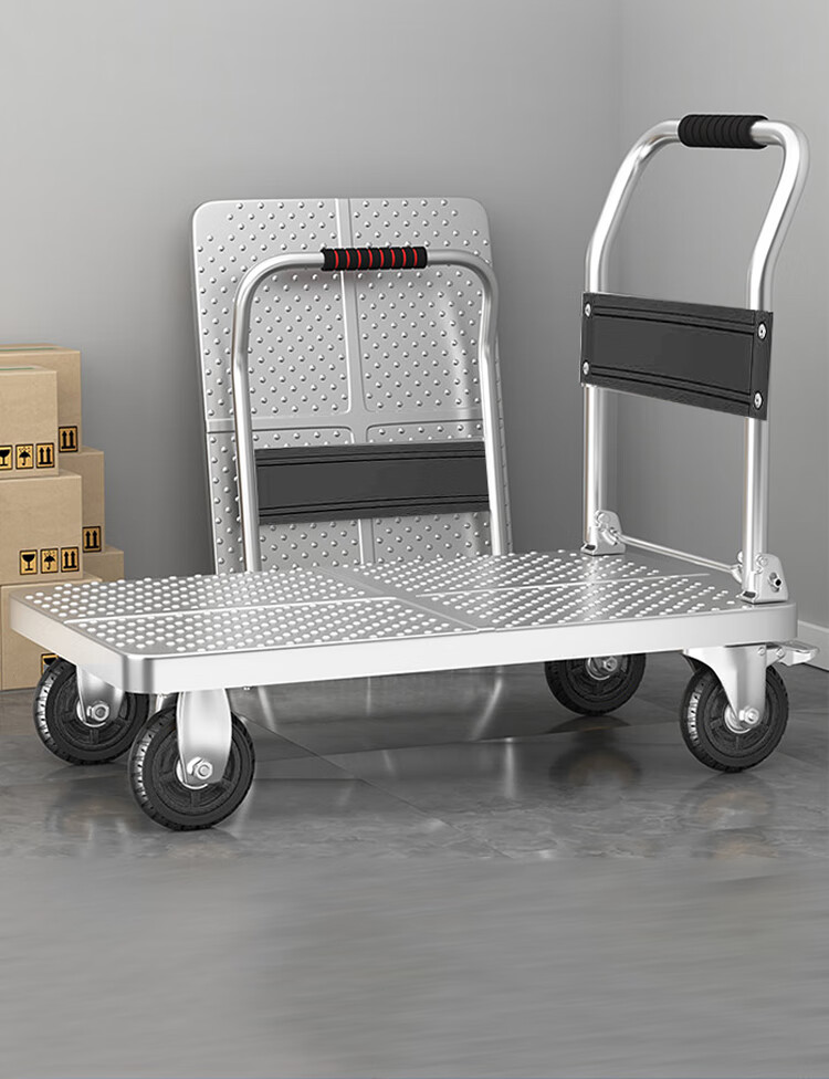 Paiying Steel Plate Flatbed Cart, Small Push Cart, Cargo Trolley, Hand Truck, Small Trailer, Folding Transport Cart, 70*42cm 8