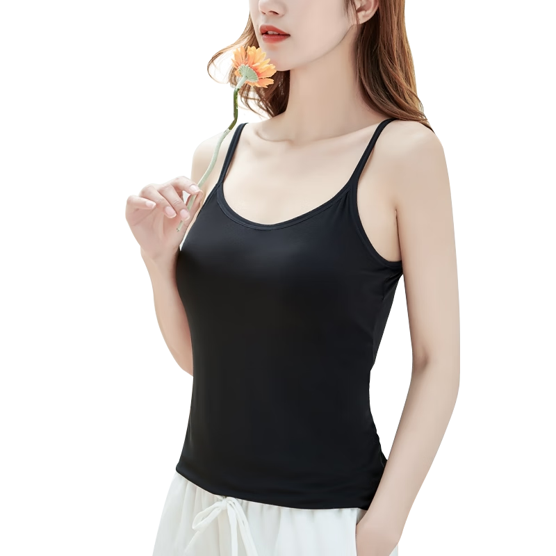 LangSha Women's Camisole with Built-In Bra Pads, No Need to Wear Separate Bra, Sleeveless Tank Top for Outer Wear Or Inner Layering