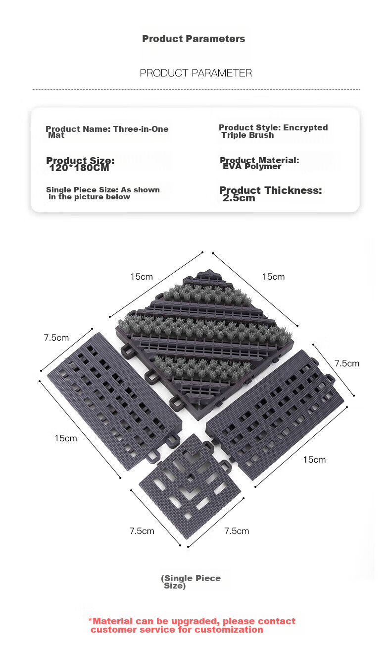 Modouyu Three-In Floor Mat, 90*120cm, Single Brushed Gray, Entrance Door Mat, Company Outdoor Non-Slip Floor Mat, Foot-Wiping Mat 11