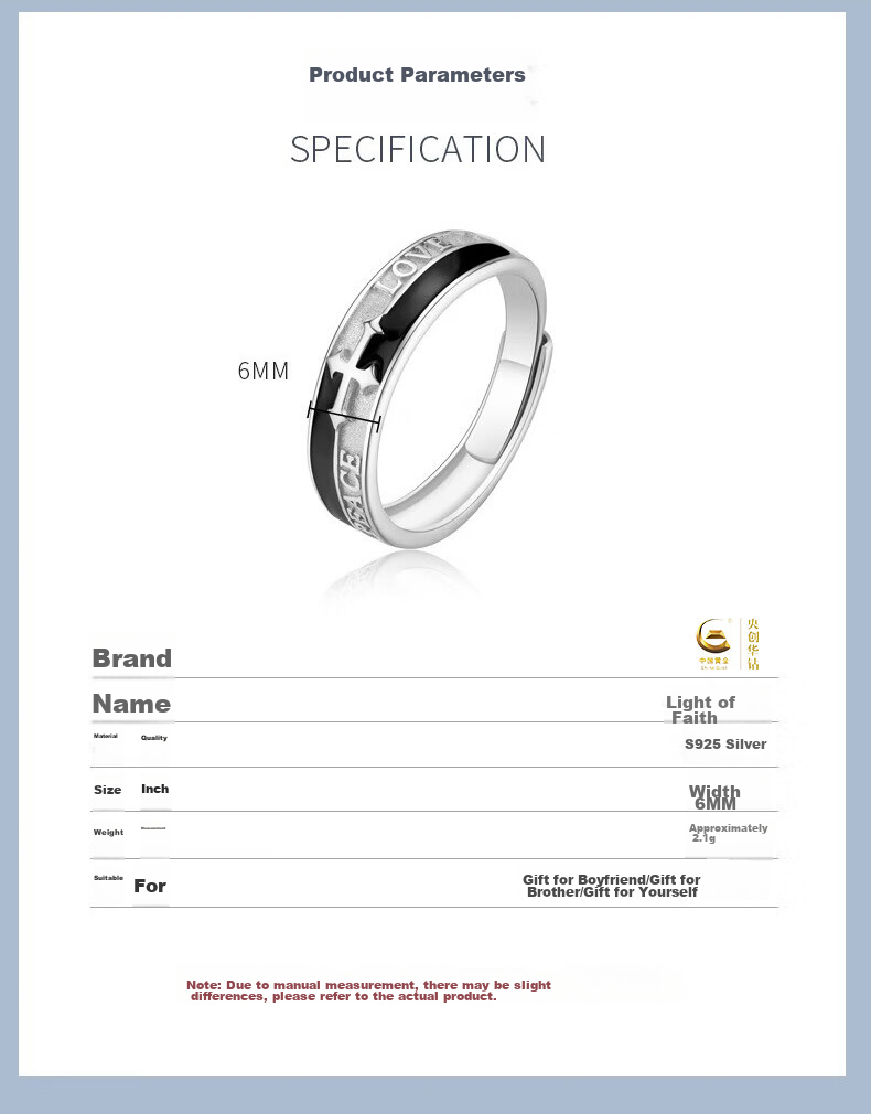 Zhoubaifu Faith Ring for Men, Student Life Pendant, Single Ring, Birthday Gift for Boyfriend Or Husband 9
