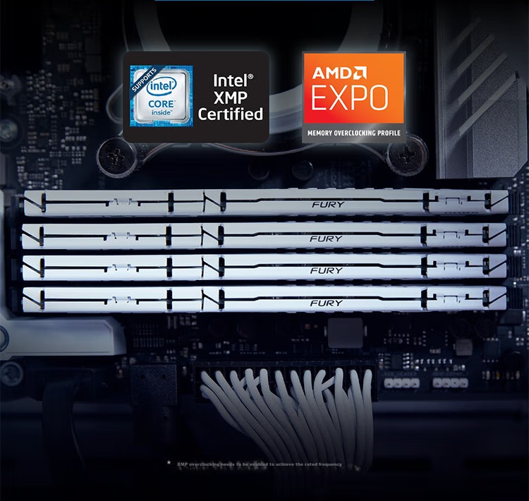 Kingston FURY 32GB (16G×2) Kit DDR5 6400 Desktop Memory Module Beast Hynix A-Die CL32 Supports XMP&EXPO White Editio 9