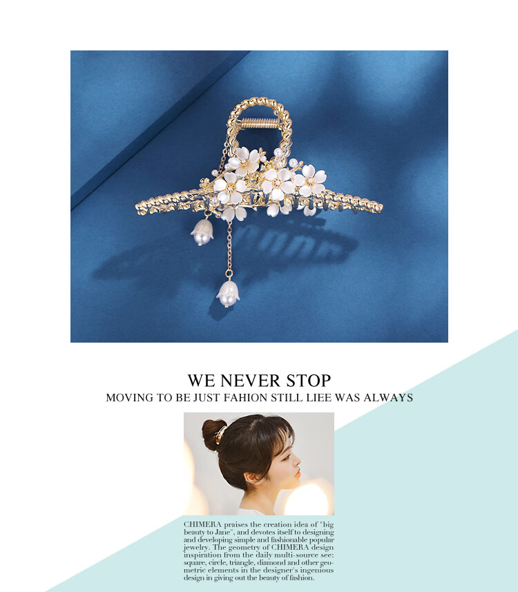 CHIMERA Elegant Hair Claw Clip with Flower And Shark Design, Luxurious Hair Clip for Back of Head, Bun Maker, Mid-Autumn Festival Gift for Wome 15