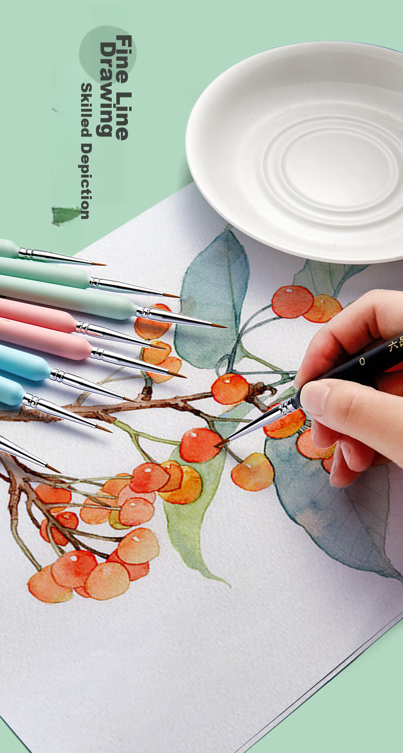 [Lowest Price Online, Real Bargain Live Stream] Liupintang Wolf Hair Ultra-Fine Line Drawing Pen Set with Soft Tip for Painting Acrylic Oil Chinese Watercolor Gouache Calligraphy Brush Fine Line Art Supplies for Students' Detailed Work And Outline Drawing, Black, 10 Pieces 9
