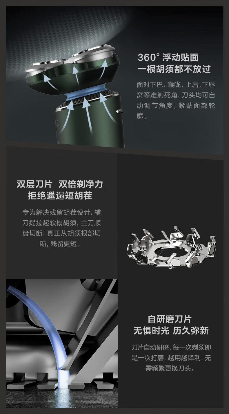 37995-素士小米生态企业剃须刀电动刮胡刀男士多功能三刀头剃胡须/修鬓角/鼻毛修剪器/洁面 四合一S5礼盒装-详情图
