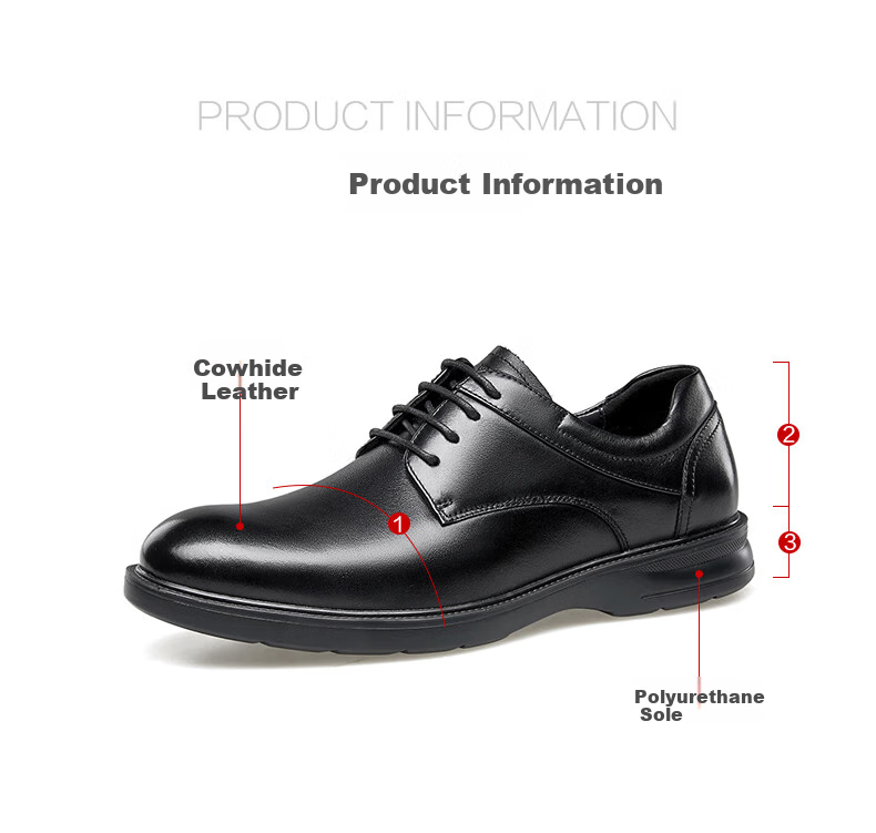 Kangnai Casual Leather Shoes, Autumn New Style Men's Work Business Derby Shoes, Soft Cowhide Comfortable Leather Shoes, Black, Size 38 10