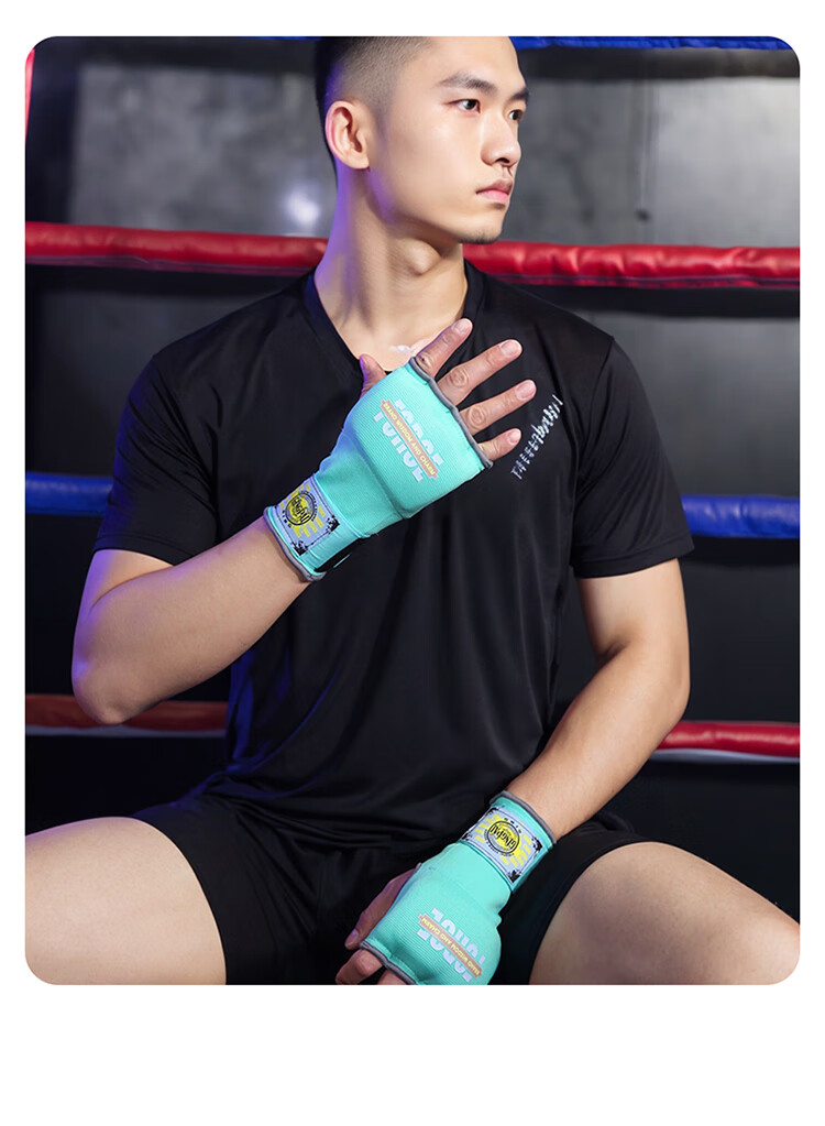 Jingpai Gel Fingerless Gloves, Boxing And Muay Thai Hand Wraps, Thickened Boxing Hand Guards for Men And Women, Orange, Size L 13