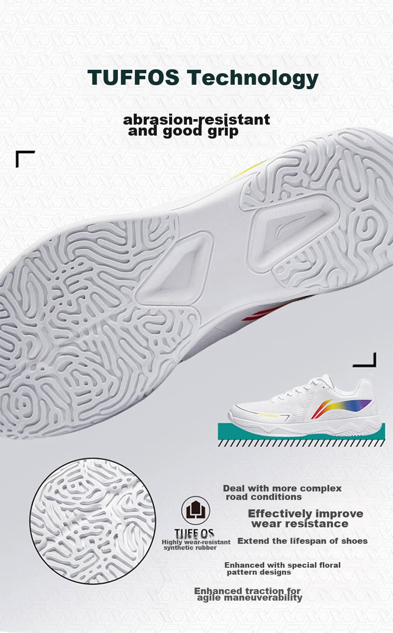Li-Ning Table Tennis Shoes Qilin 3.0ESS Unisex Anti-Slip Shock-Absorbing Sports Shoes Training Shoes Standard White Size 39 4