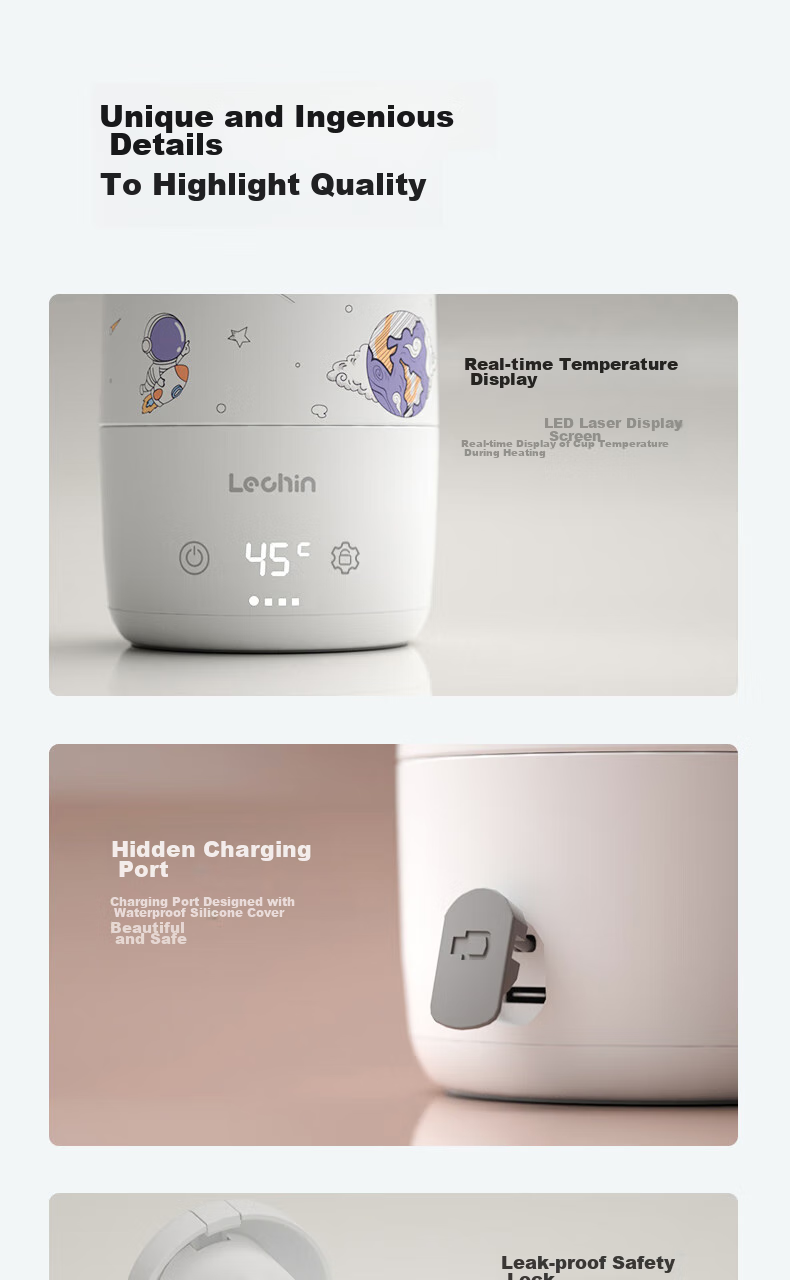 Lechin Multifunctional Constant Temperature Milk Warmer, Baby Formula Thawing And Heating Device, Smart Night Light Milk Warmer 12