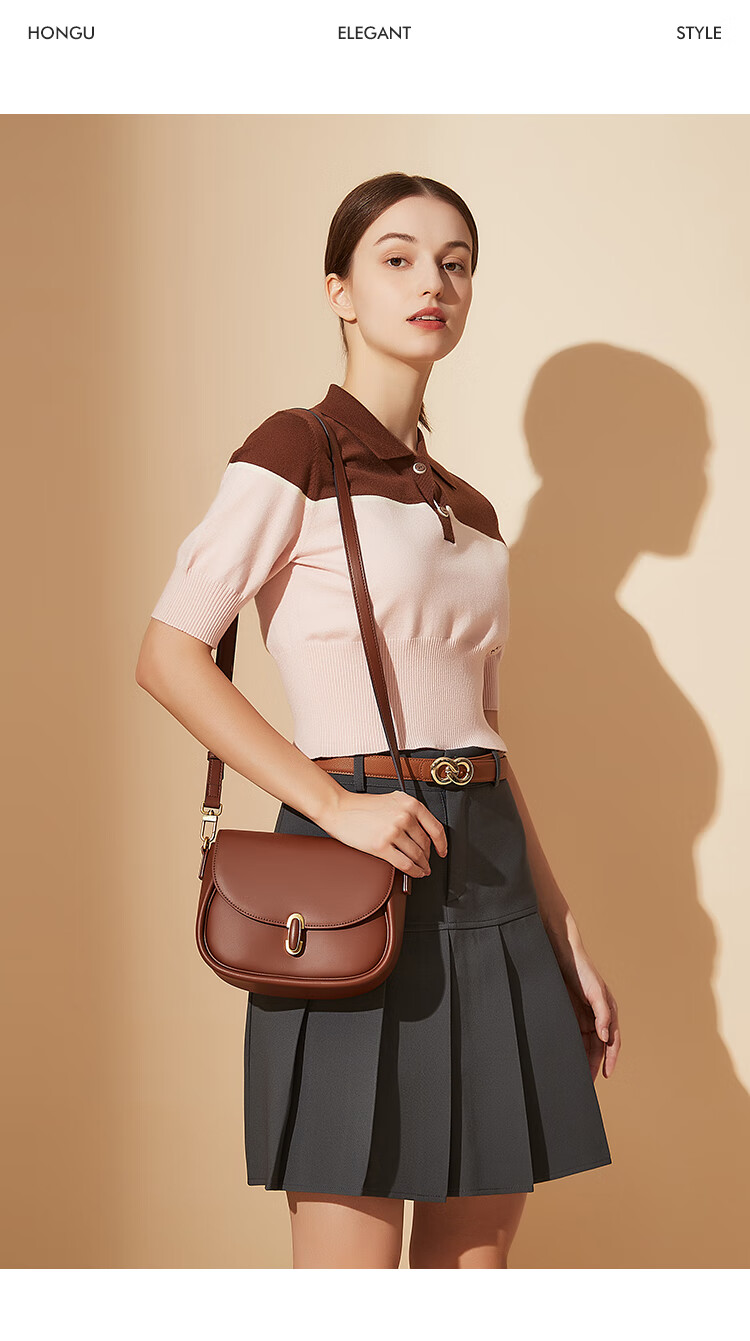 HONGU Leather Handbag Shoulder Crossbody Bag Vintage Saddle Bag Casual Tote Small Purse Women's Bag, Birthday Gift for Girlfriend 6