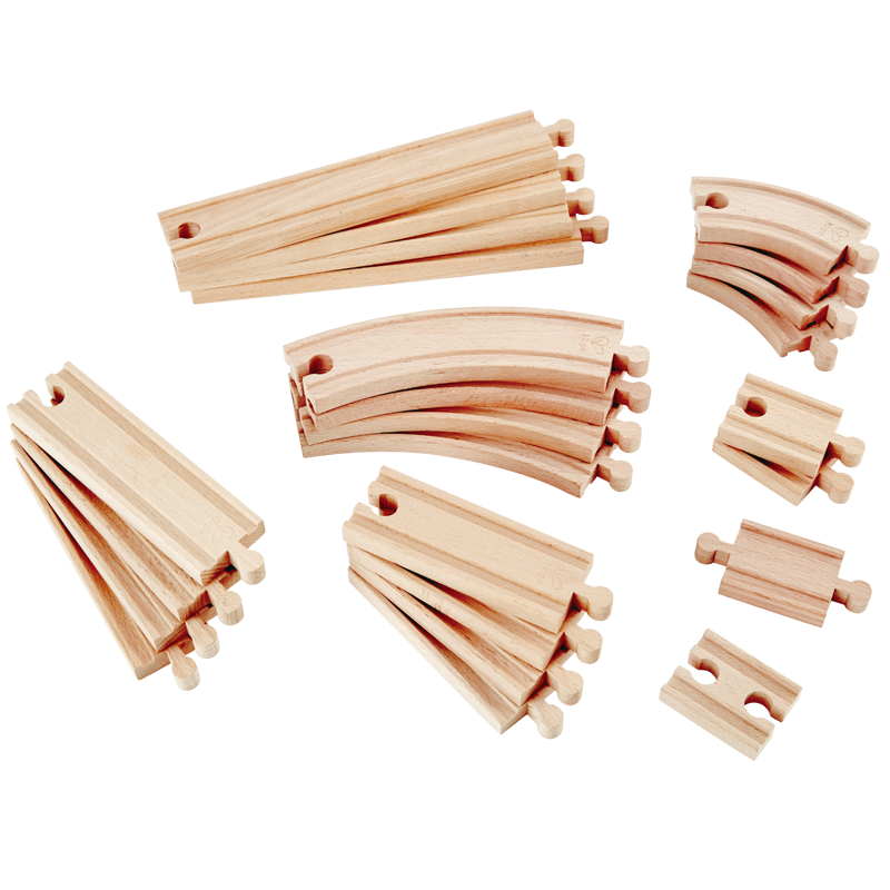 Hape (Germany), Train Track Toy, Multi-Set Compatible Wooden DIY Basic Track Expansion Pack, 3 Years+, E3707