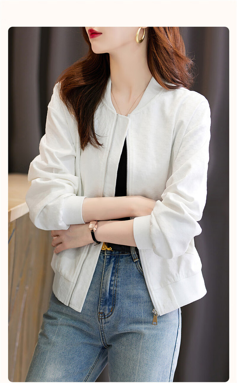 Dme [Outdoor New Fashion] Spring And Autumn Commuter Baseball Collar Lightweight Bubble Texture Stylish Versatile Jacket for Women, Short Style 5