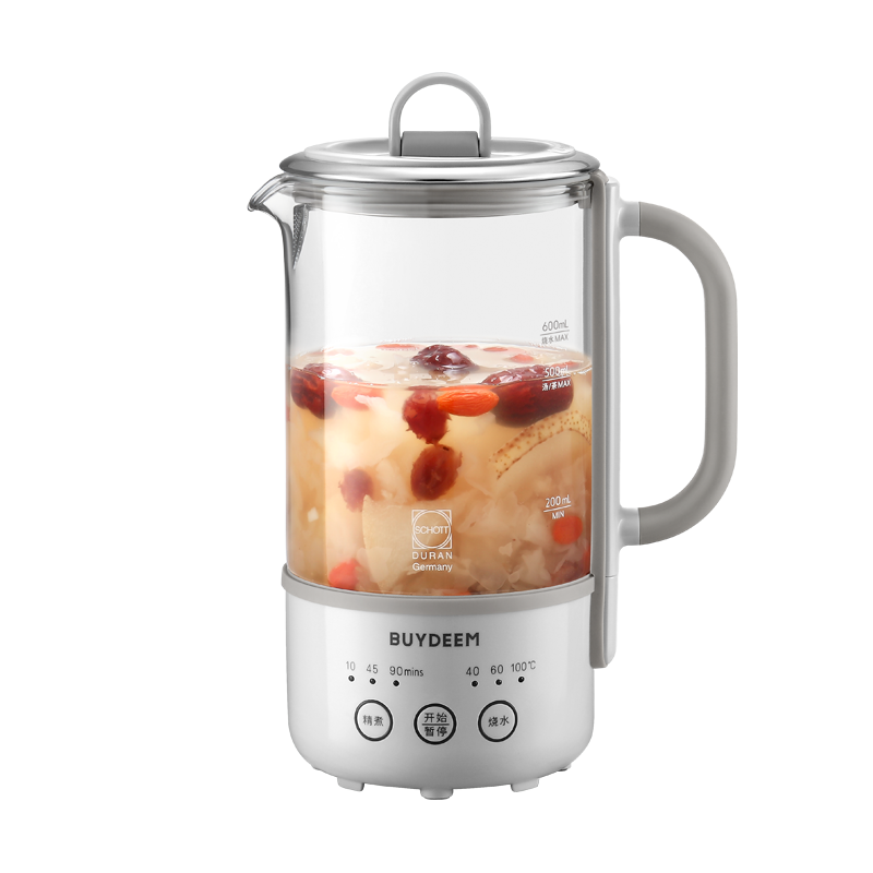 Buydeem [No Glue] Health Pot Electric Kettle Mini Health Cup Office Insulated Electric Kettle Tea Maker K32 Oatmeal White (Excluding Infusion Basket)