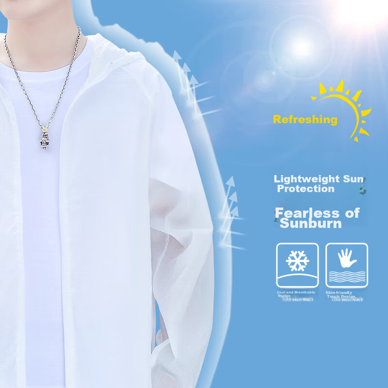 JEANSWEST LIFE Men's Sun Protection Clothing, Summer Ice Silk Fishing Skin Coat, Lightweight UPF50+, Cool-Feeling Quick-Dry Sun Protection Garment C