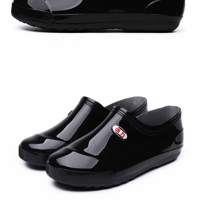 Huili Low-Top Rain Boots for Men And Women, Couples' Fashion Style Chef Rain Boots Water Shoes Waterproof Non-Slip Wear-Resistant Comfortable Overshoes HL329 Short Black Size 43 15