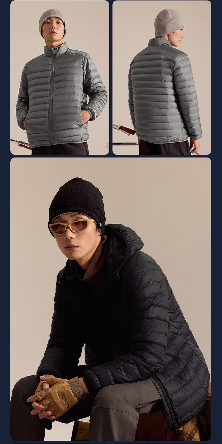 JD Original down Jacket for Men, Lightweight Stand Collar White Duck Down Men's New Clothing Gift Coat, Black, Size S 14