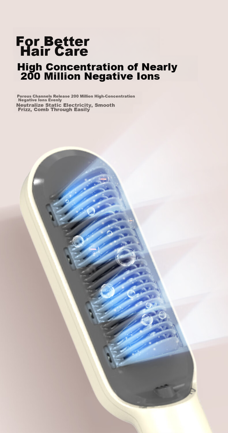 Jindao Direct Hair Straightening Brush, Negative Ion Billon Inner Curling Iron, High Crown Volumizing Corn Straightener, Moisturizing Hair Care Straightener KD380KP White Portable Mid-Autumn Festival Gift 6