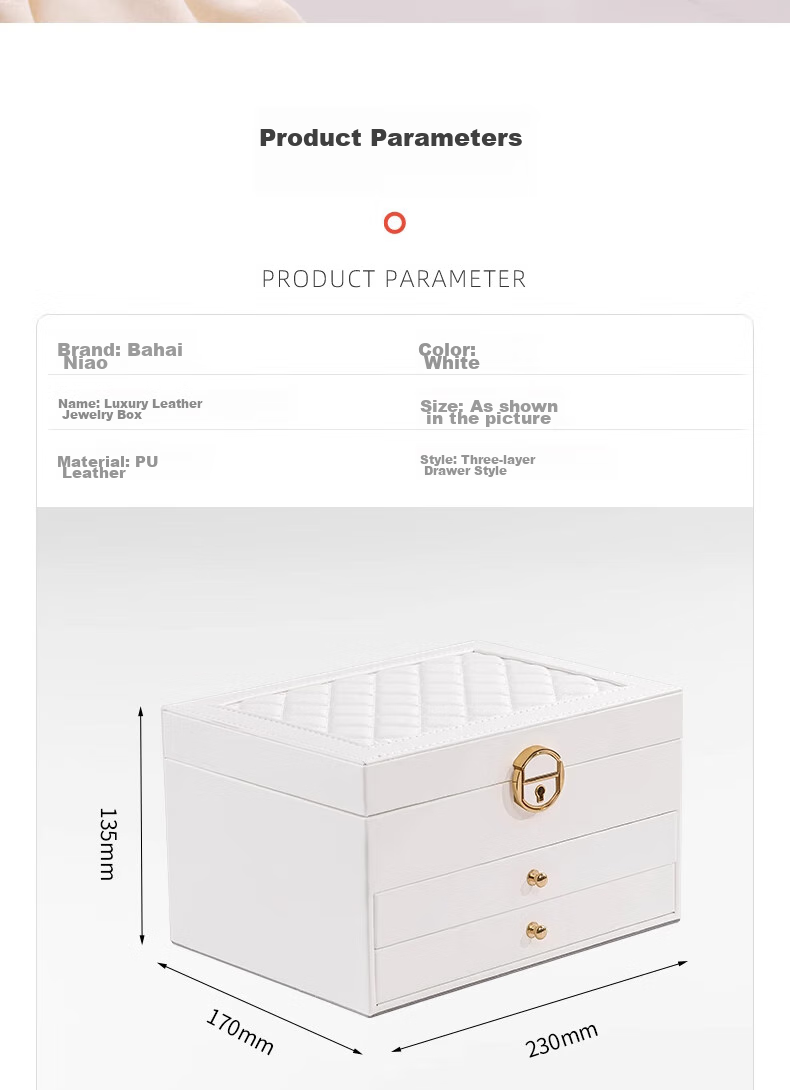 Bahainiao Jewelry Storage Box with Lock, High-End Exquisite Multi-Layer Jewelry Organizer for Gold Earrings, Necklaces And Bracelets, Qixi Valentine's Day Gift 10