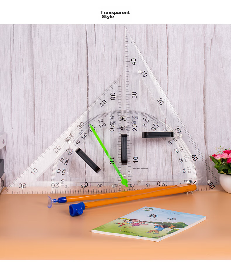 [Lowest Price Online] BOJIAO Magnetic Large Triangle Ruler Set, Teacher's Teaching Tool, Plastic Large Triangle Ruler Protractor Compass Math Teaching Aid, Magnetic 60-Degree Triangle Ruler (Yellow) 9