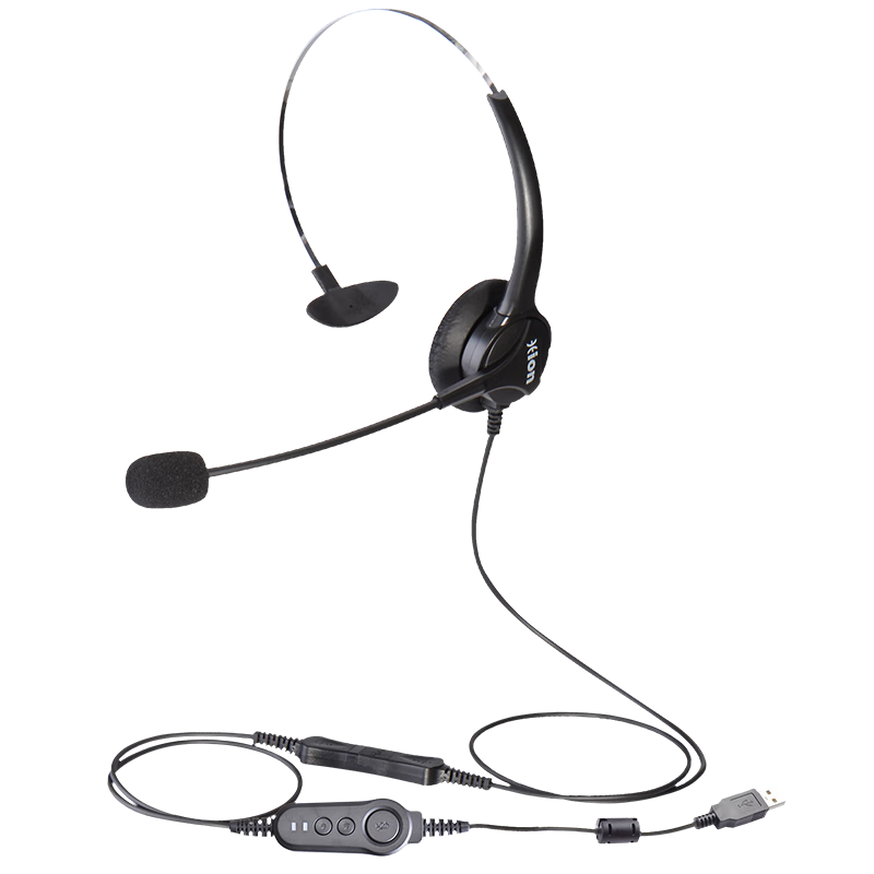HION FOR600 Headset Single Ear Call Center Headphones Telephone Headset Customer Service Outbound Calls Headset Agent Telemarketing Headset - QD USB Interface + Volume Control + Mute Function (B7)