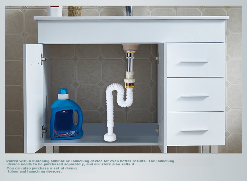 Submarine SQ-1 Basin Sink ABS Anti-Odor Drain Pipe, S-Bend Extendable Drain Pipe, Insect And Odor Preventio 18