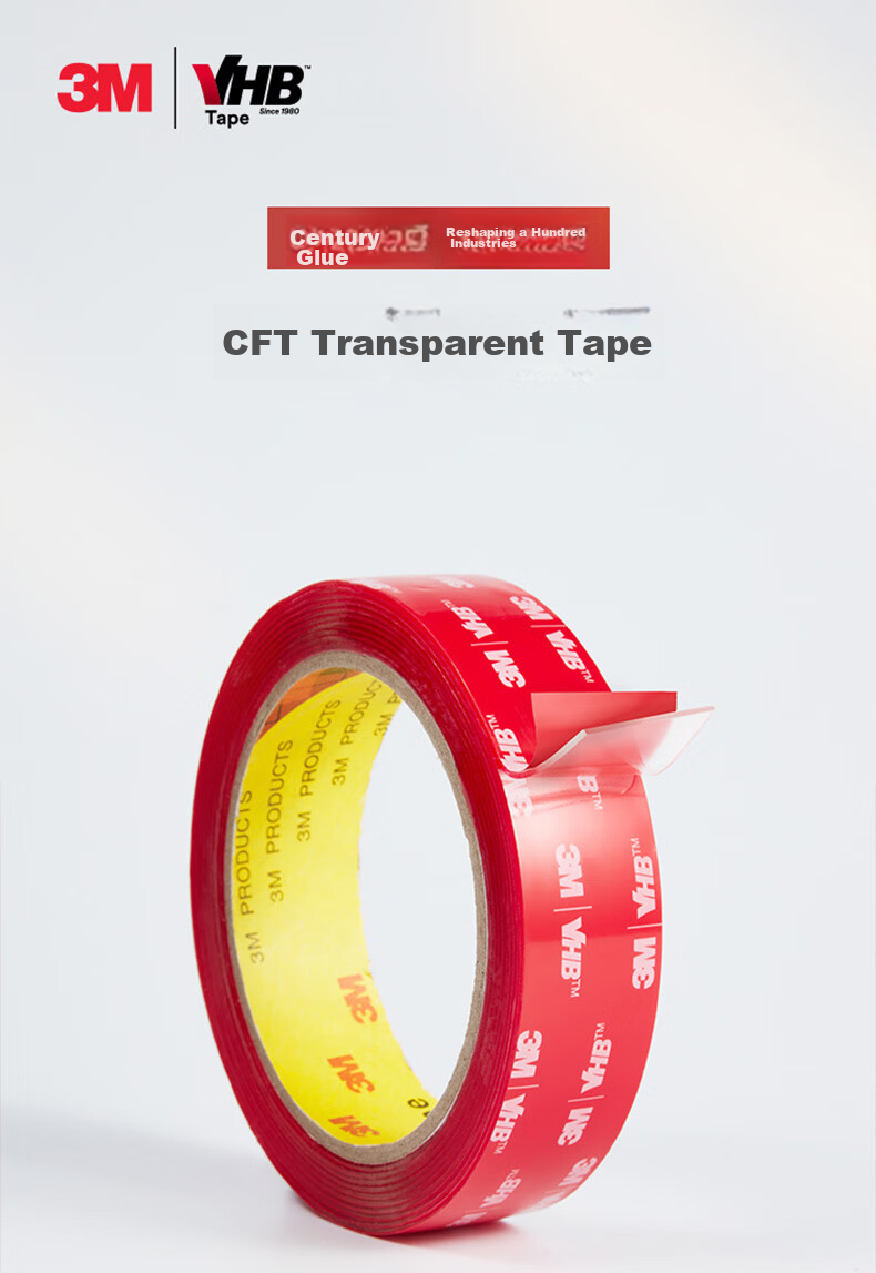 3M Double-Sided Tape, Strong Adhesive, Traceless, Heat-Resistant, 4910 Model, Suitable for Office, Home Decoration, Daily Use, Car Use, Transparent Strong Version, 15mm* 3M Single Roll 1