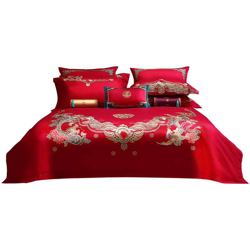 Shuixingjiafang Wedding Eight-Piece Set, Newlywed Gift Bedding Set, Wedding Celebration Gift Package Set, 1.8m Home Furniture Set