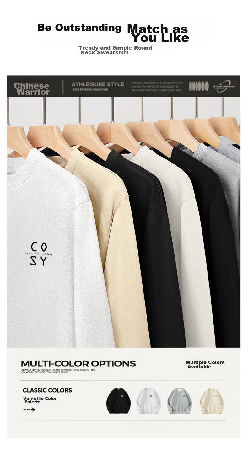 Huili Men's Sweatshirt, Round Neck, Printed Long-Sleeve T-Shirt, Pullover Undershirt, Casual Jacket for Spring And Autumn, Men's Clothing 12