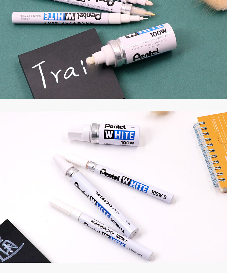 Pentel Paint Marker 3.9mm Thick Round Tip, Car Paint Touch-Up And Scratch Repair, Oil-Based Marker, X100W-M White 8