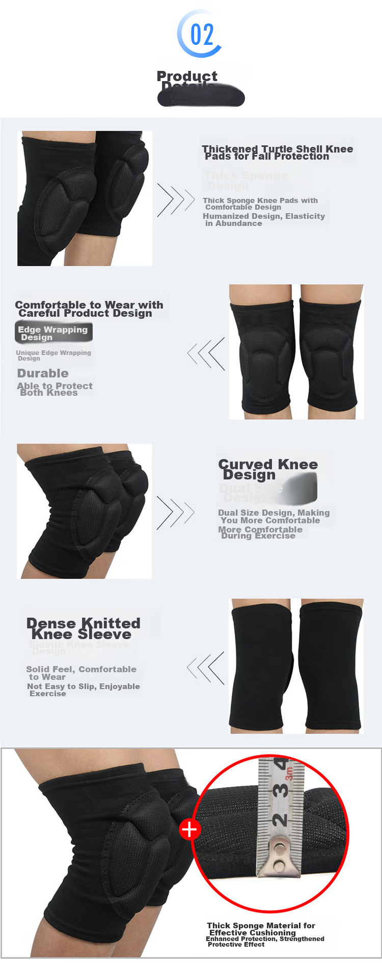 Chidong Anti-Collision Turtle Shell Knee Pads for Roller Skating, Ice Hockey, Basketball, Sports, Yoga, Dance, Kneeling, Patella Protection, 2-Pack 5