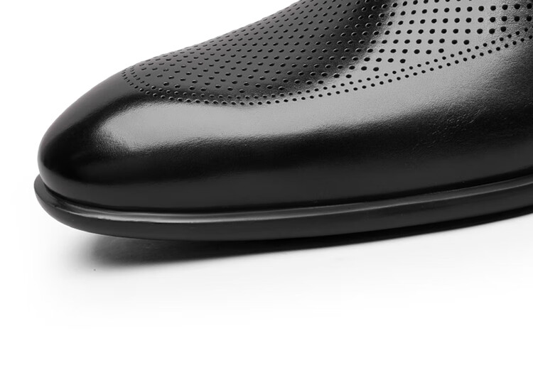 Goldlion Men's Formal Shoes, Fashionable Perforated Breathable Leather Shoes, Comfortable Wear-Resistant Derby Shoes G520320175AAD Black Size 40 8