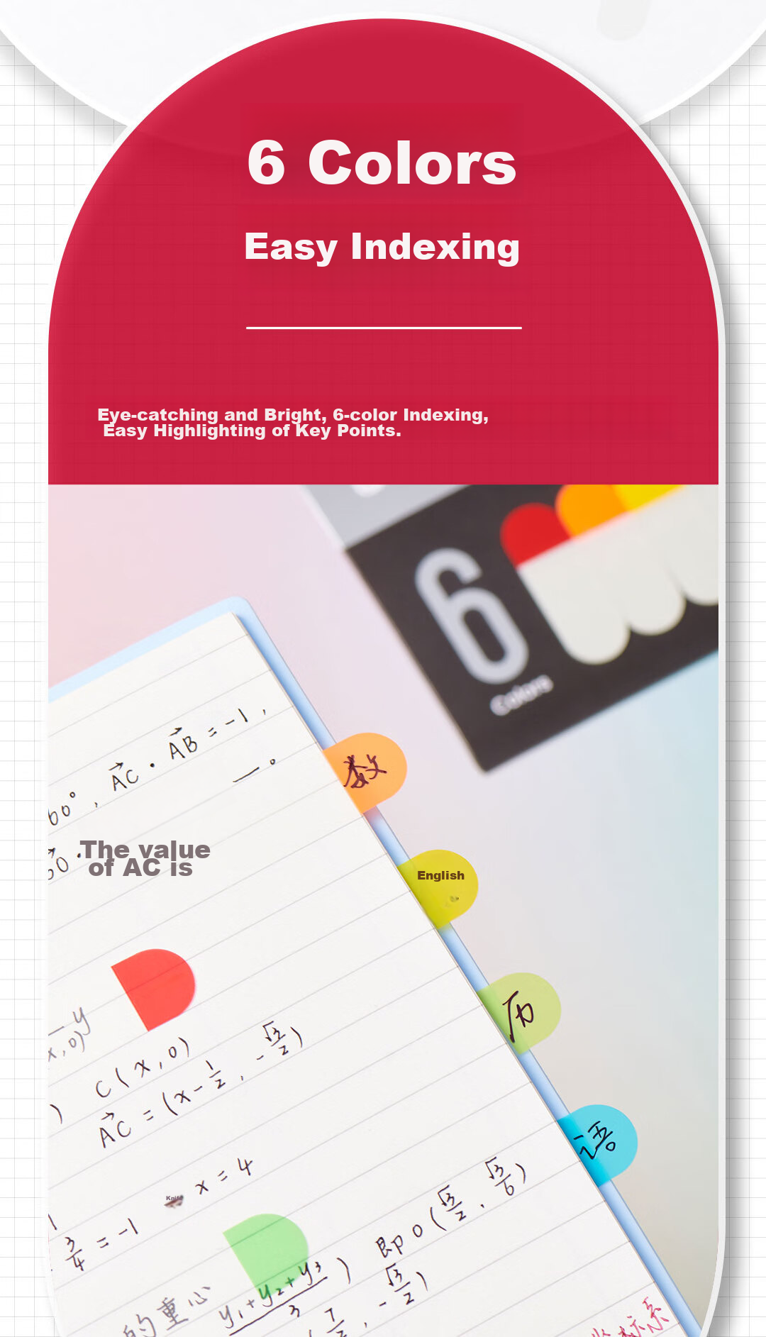 KACO Index Label Stickers, 6 Colors * 20 Sheets, Indicator Stickers, Exam Review Highlight Classification Sticky Notes, Study Notes for Postgraduate Entrance Exams And Final Exams, 15*43mm 2