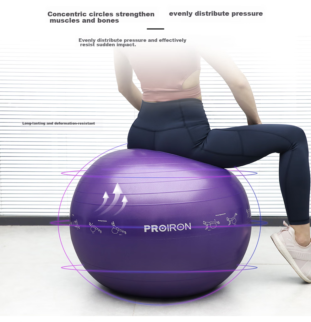 PROIRON Puli'ai Yoga Ball, Thickened Anti-Burst Fitness Ball for Adults, Large Balance Ball, 65cm Elegant Gray 6