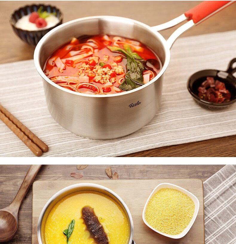 Feishile Small Red Handle Series, 24cm Steel Lid Double-Handle Deep Soup Pot (With Drawer), Stainless Steel Double-Layer Steamer Pot 5