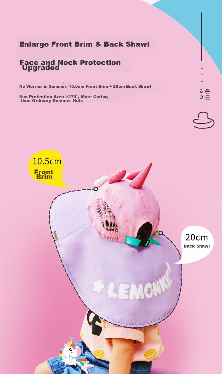 Lemonkid Children's Sun Protection Hat, Summer Baby UV Protection Sun Hat, Boys' Sun Hat, Girls' Parent-Child Fisherman Hat 7