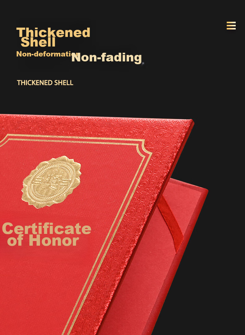 Ouliwen Honorary Certificate Gold-Stamped Award Certificate with Glossy Cover, High-End Employee Award, 8K Size, with 10 Inner Pages, Pack of 10 7