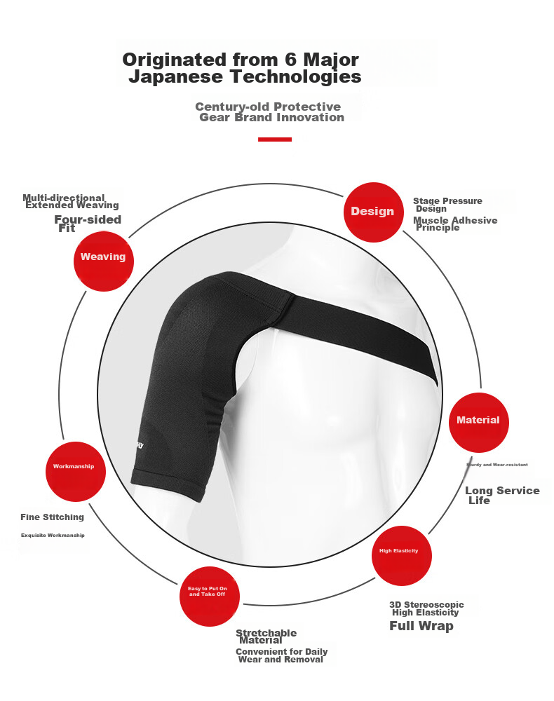D&M Japanese Imported Shoulder Support for Sports And Fitness, Breathable Compression Shoulder Guard for Men And Women, Black Protective Sleeve 7