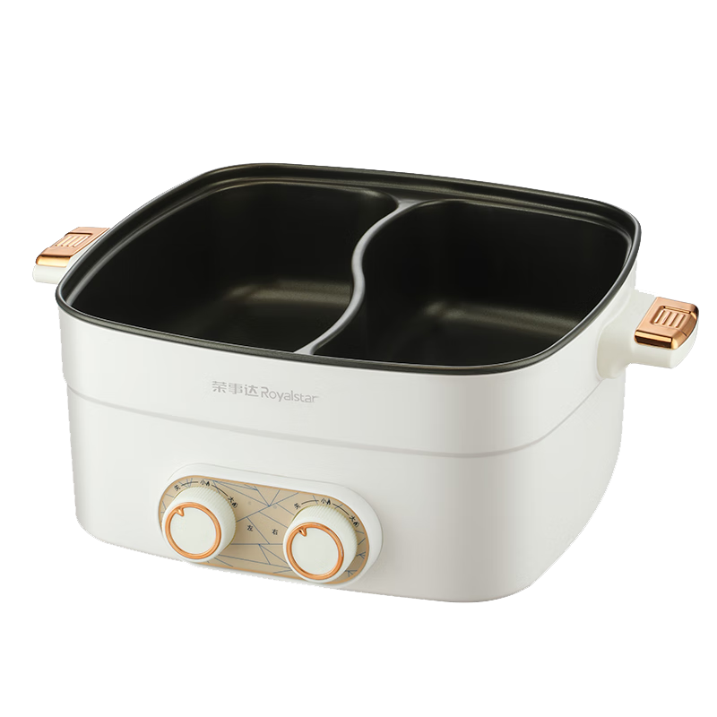 Royalstar Dual-Sided Hot Pot, 7L Large Capacity Electric Cooker, Temperature-Controlled Zones, Integrated Rapid Boiling Square Electric Cooking Pot, Multifunctional Cooker for Home Use, Electric Hot Pot RHG-70Z2 Household Appliance
