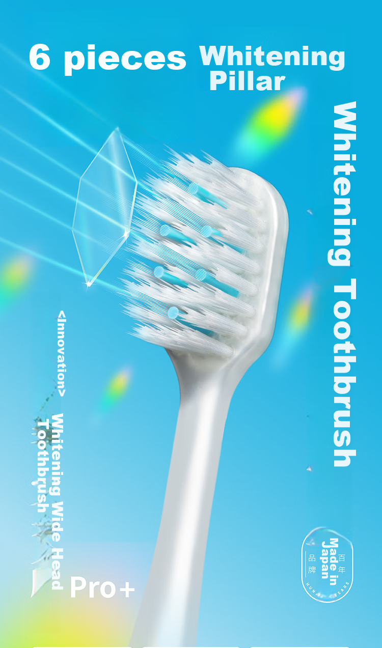 EBISU Wide-Head Medium Bristle Whitening Toothbrush for Adults, Men And Women, Couples, Gum Protection, Teeth Whitening, Tongue Coating Cleaning, 1 Piece, Random Color 1