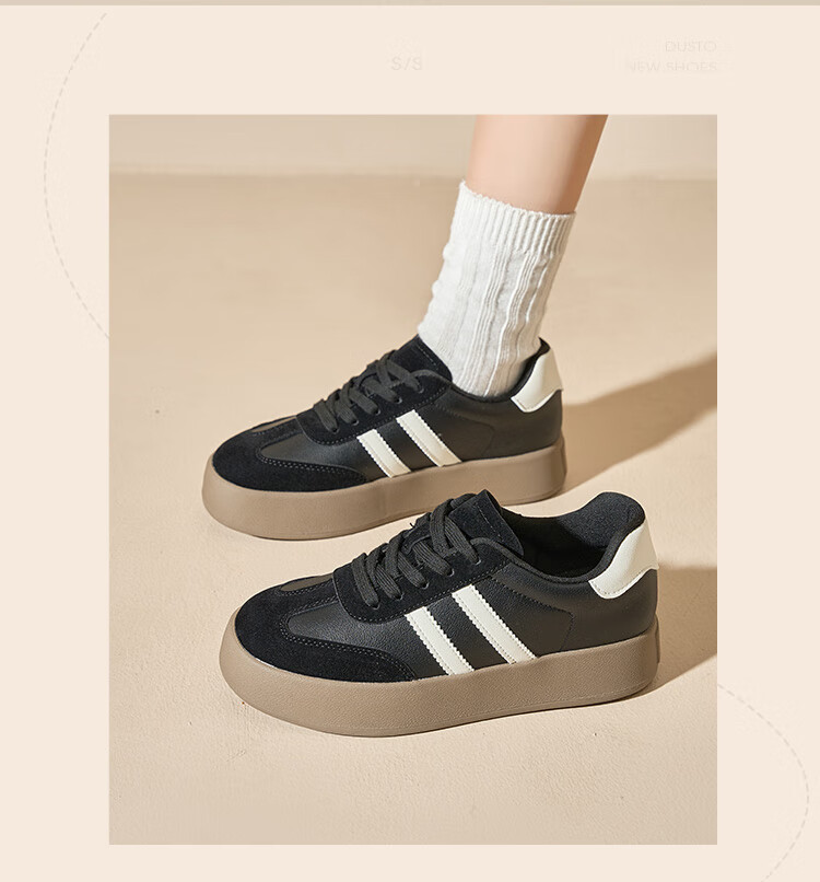 Dusto Women's Shoes, 2026 Spring New Style, Retro White Sneakers, Flat Casual Shoes, Women's Sports Skateboard Shoes 1
