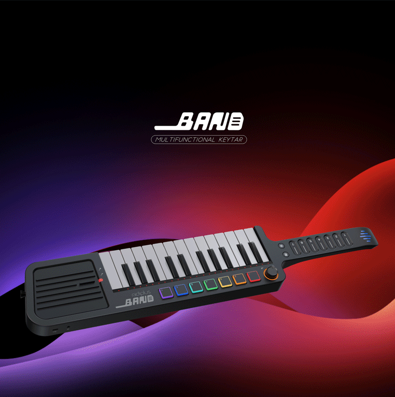 Midiplus Multifunctional Shoulder-Strapped Keyboard, Band Creative Performance Instrument, Portable Lightweight Mini Synthesizer, Sequencing Keyboard, Wireless 1