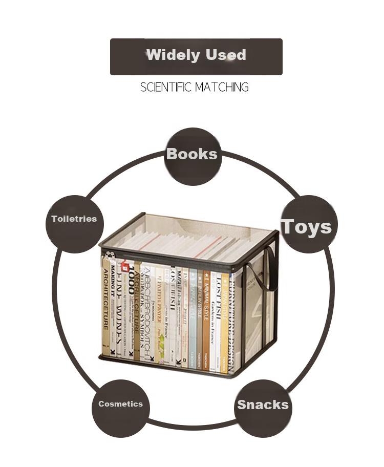 Yuzijian Book Storage Bag, Graduation Old Book Organizer, Handheld Book Carrier, Foldable Book Storage Bag, Transparent Cartoon Design - Large Cream Color, 7719 4