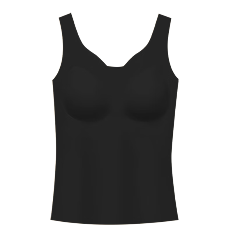 Hodo Women's Summer Ice Silk Seamless Tank Top with Built-In Bra Pads, Breathable Sports Vest, Seductive Black, Size 175