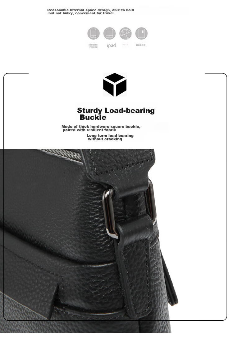 CROCODILE Top-Grain Leather Shoulder Bag, Men's Business Casual Crossbody Bag, Gift for Boyfriend, 2259 11