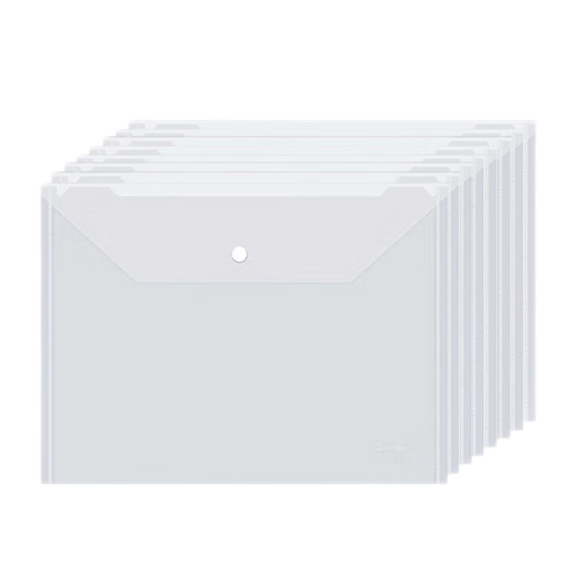 TANGO A4 Transparent Document Sleeves, 20-Pack, Button Closure, Waterproof Storage Pouches for Financial Bills, Contracts, Documents, Study And Office Supplies