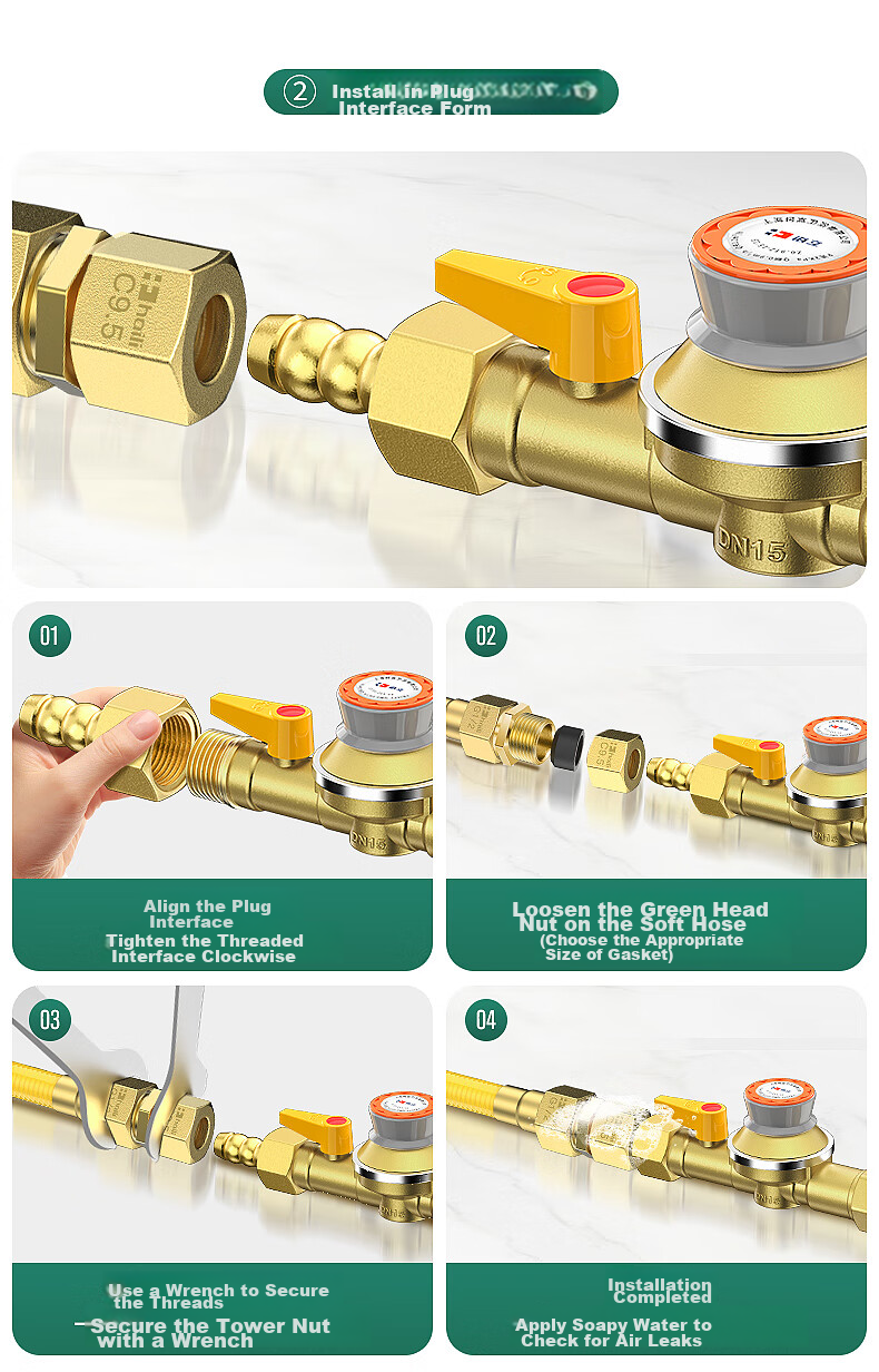 Haili 0.9 Gas Self-Closing Valve, Natural Gas Household Stove, Automatic Gas Leak Shut-Off, Thickened Copper Gas Safety Valve RT 16
